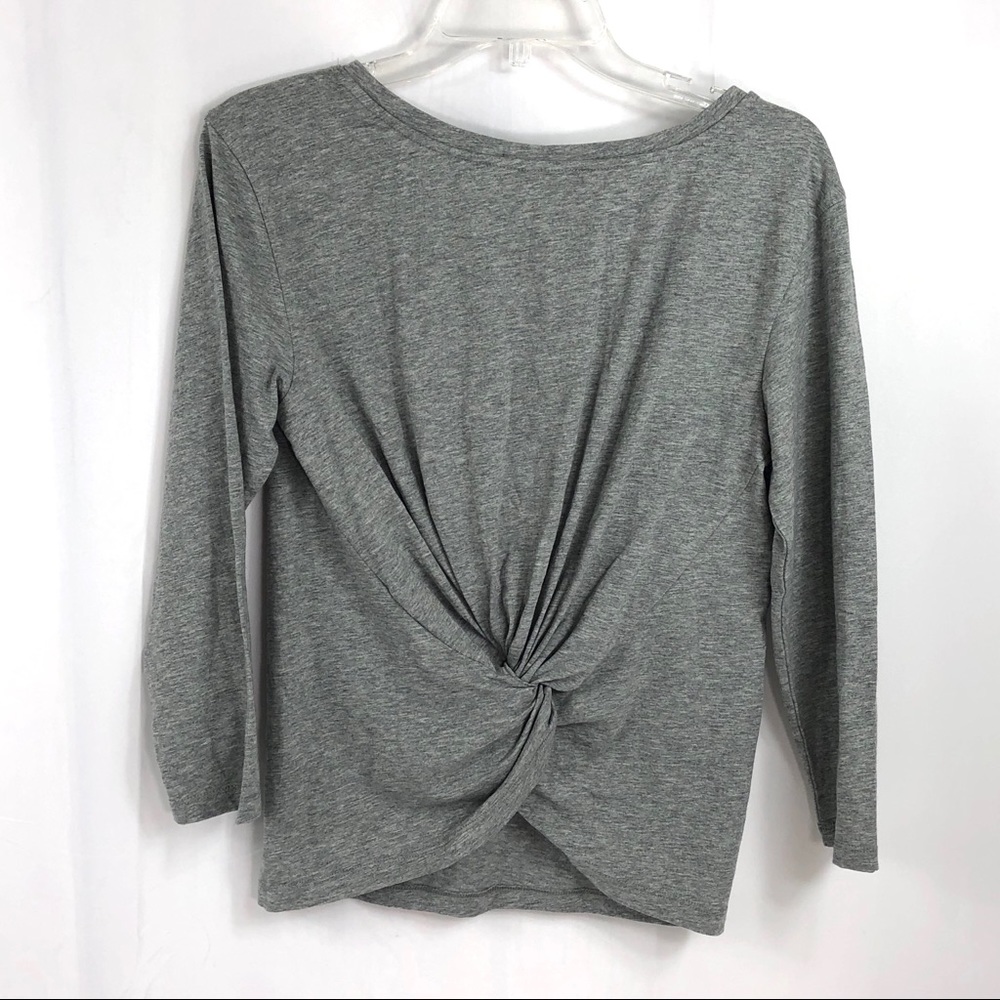 J. Crew Twist Hem Gray Cotton Long Sleeve Tee M - Picture 2 of 8